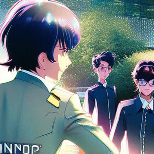 AI generated: {best quality}, two cool teens with their cool mature adult mentor of anime characters standing next...