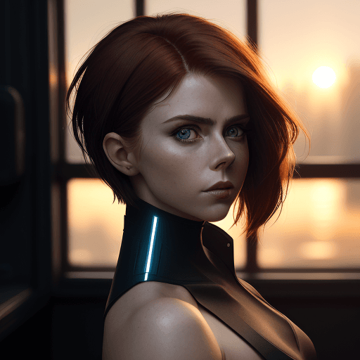AI generated: portrait photo of a stylish beautiful girl, asymmetric hair cut, cyberpunk aestethic, heavenly beaut...