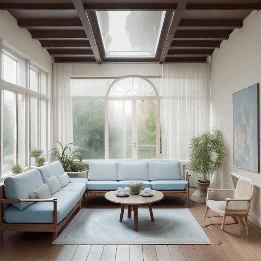 AI generated: High resolution photography interior design, dreamy sunken living room conversation pit, wooden floo...