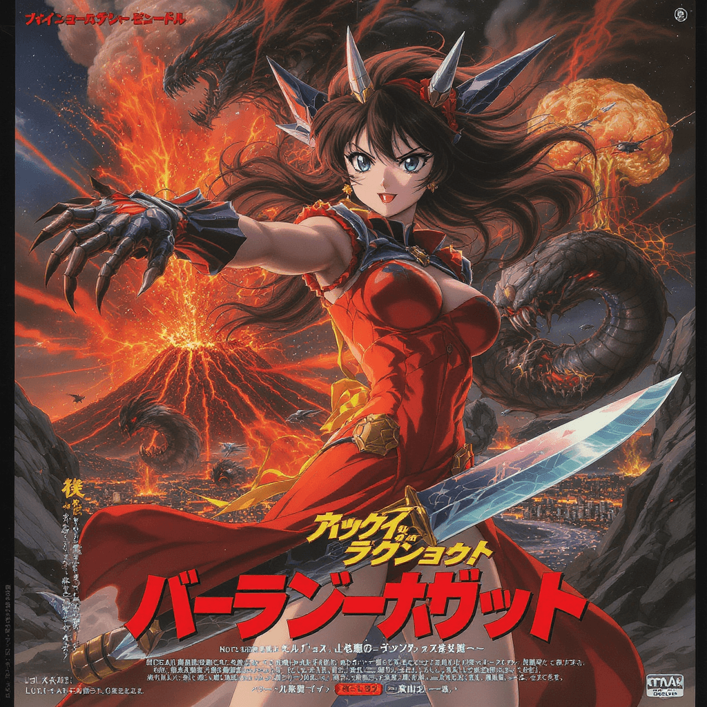 AI generated: incredibly powerful Anime Girl, created by Hideaki Anno + Katsuhiro Otomo +Rumiko Takahashi, Movie p...