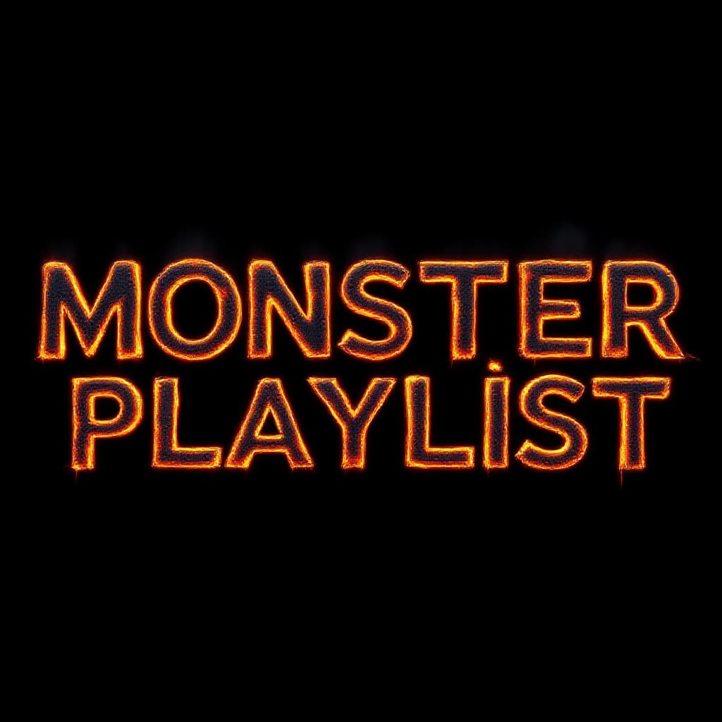 AI generated: "Create a stunning 3D text design for the words 'Monster Playlist' with letters made entirely of glo...
