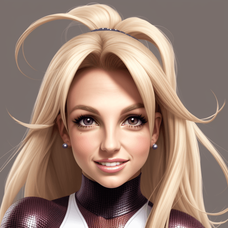 AI generated: cartoon BRITNEY SPEARS headshot, 4K texture, high quality, gorgeous hairstyle, straight down hair, w...