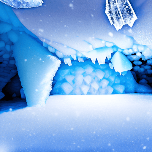 AI generated: snow storm in an ice cave.
ice crystals falling to the ground.
flat barren horizon.
Style: cartoon