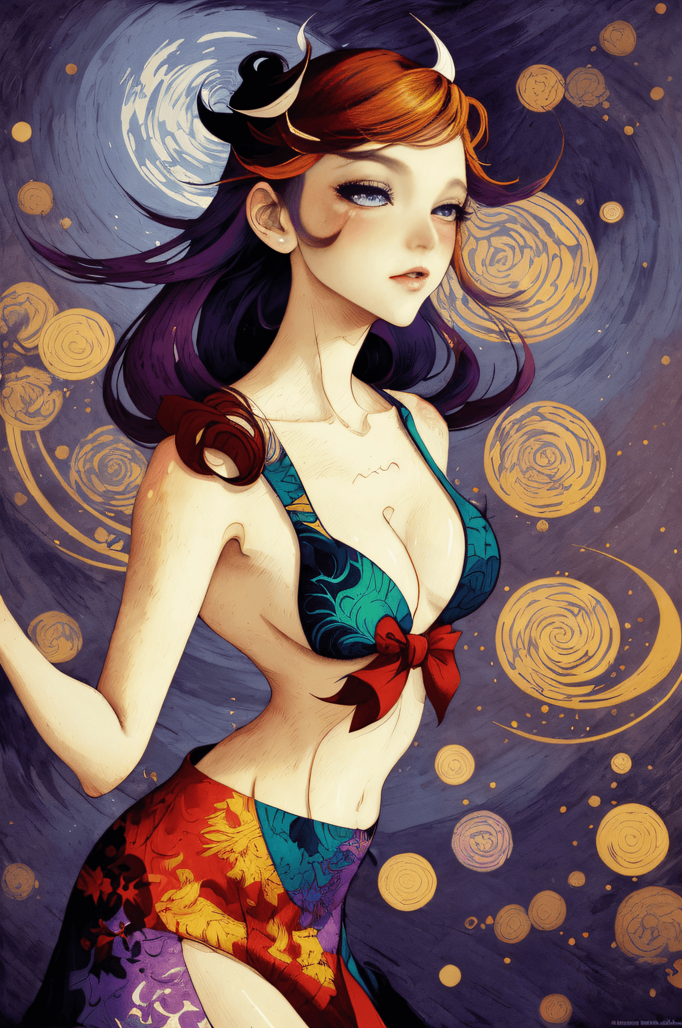 AI generated: <lora: Danni Shinya Luo>, dreamy mixed media artwork, hyperwave cover art, anime character design, l...