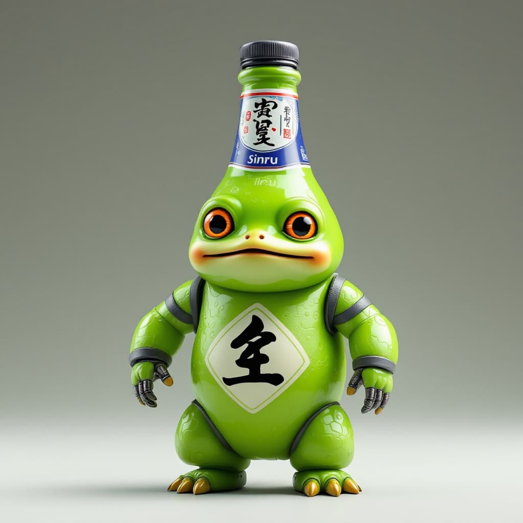 AI generated: I combined the image of a toad and the image of a Jinro soju bottle to design it as a mechanic.