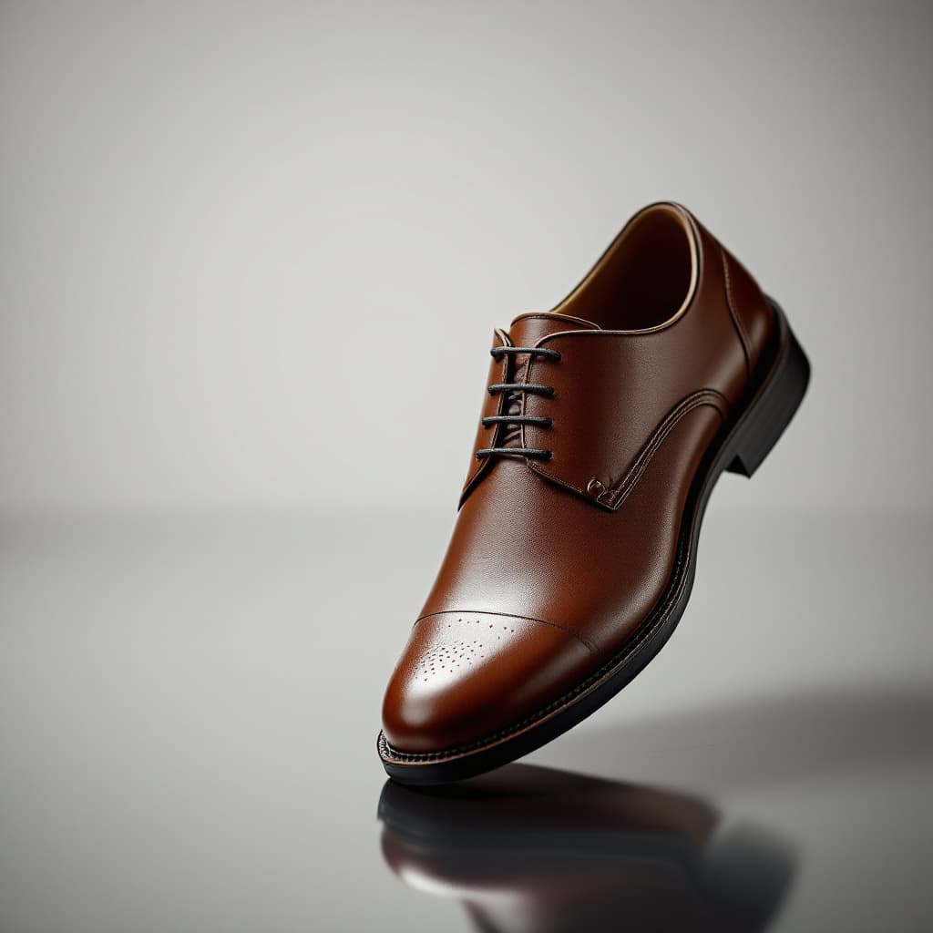 AI generated: ultra-realistic photo concept leather shoe, in the proffessional style photography, shot on a Sony A...
