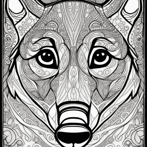 AI generated: coloring book page of husky dog, black and white, cute