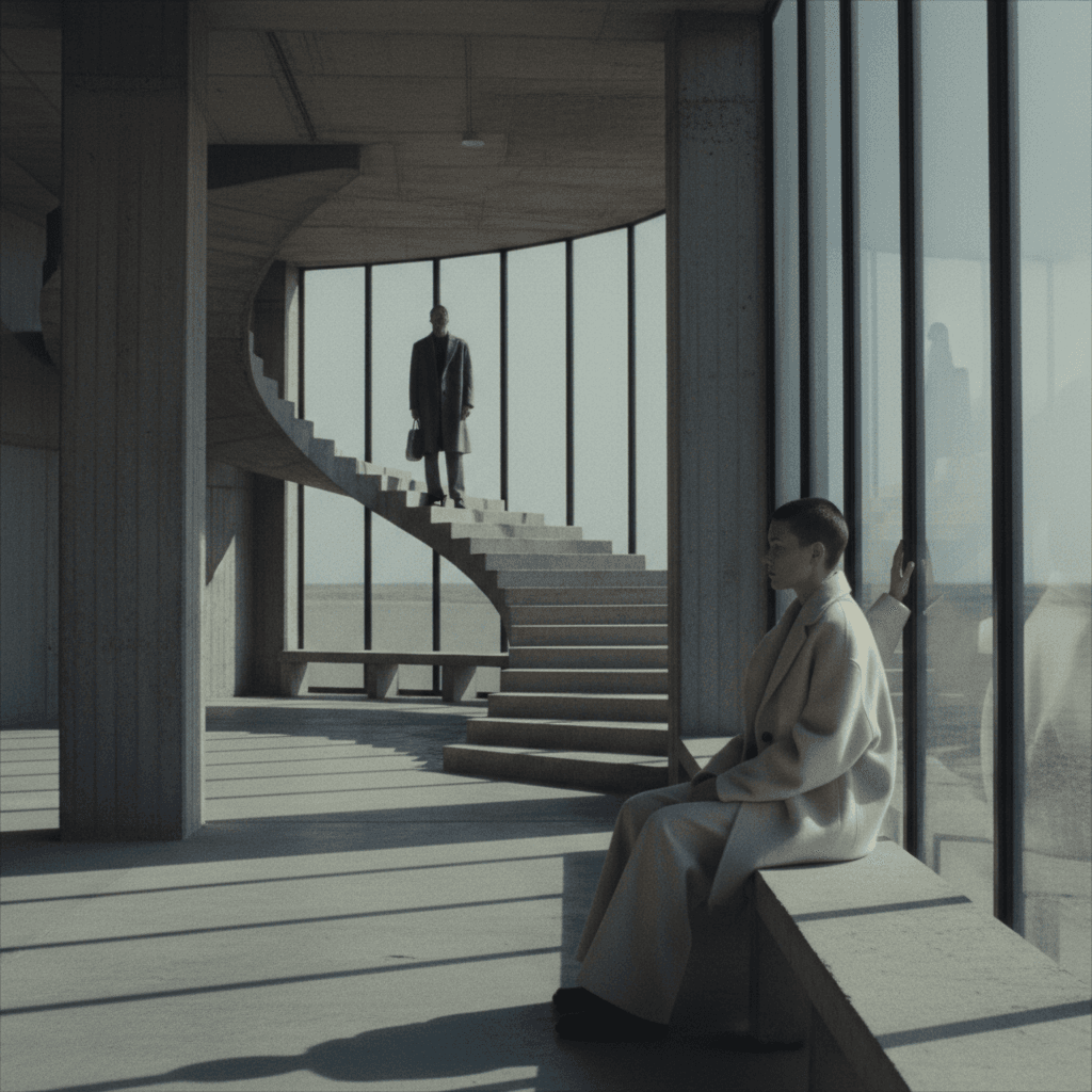 AI generated: A slow, cinematic video inspired by the editorial minimalism of Jil Sander campaigns, tangled with t...