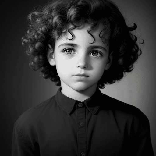 AI generated: Image by Christian Ranucci, a boy , 32 years old, photo with curly hair, and black rectangle bezel. ...
