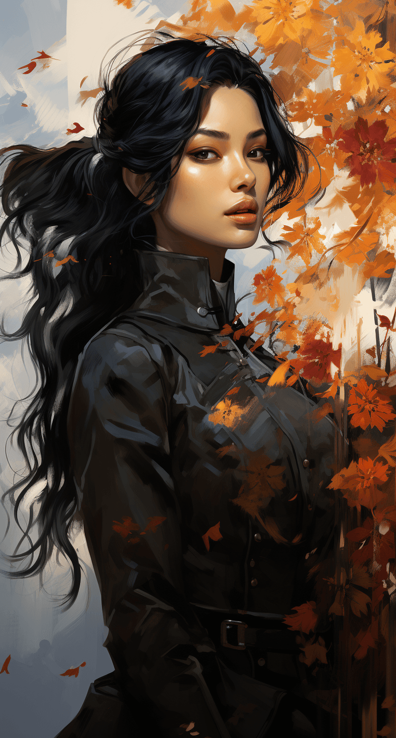 AI generated: an image with two different paintings of a woman with black hair, in the style of delicate flora dep...