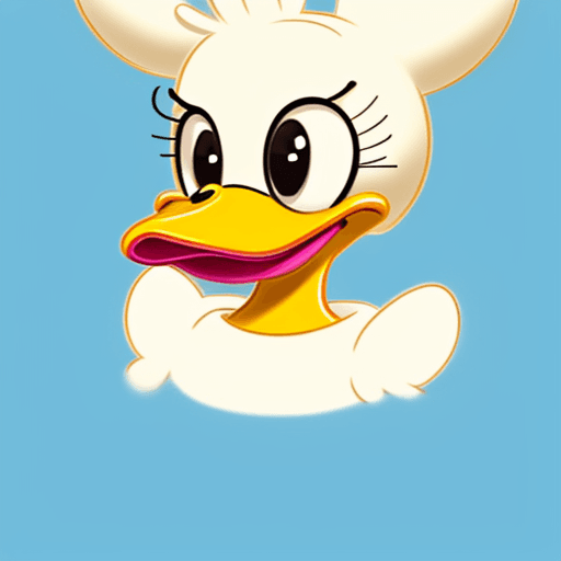 AI generated: daisy duck cartoon, metaverse, nft, funny. ultra hd, 4k, disney
