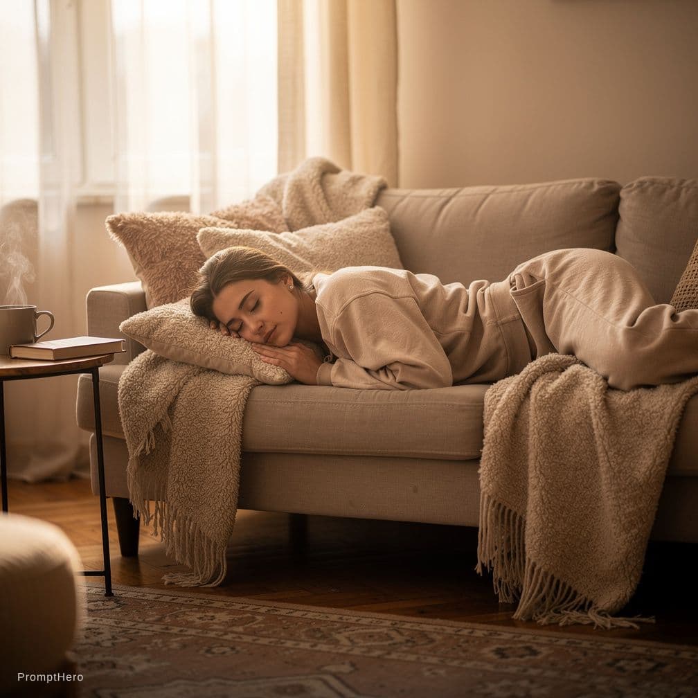 AI generated: girl on bed laying face down 