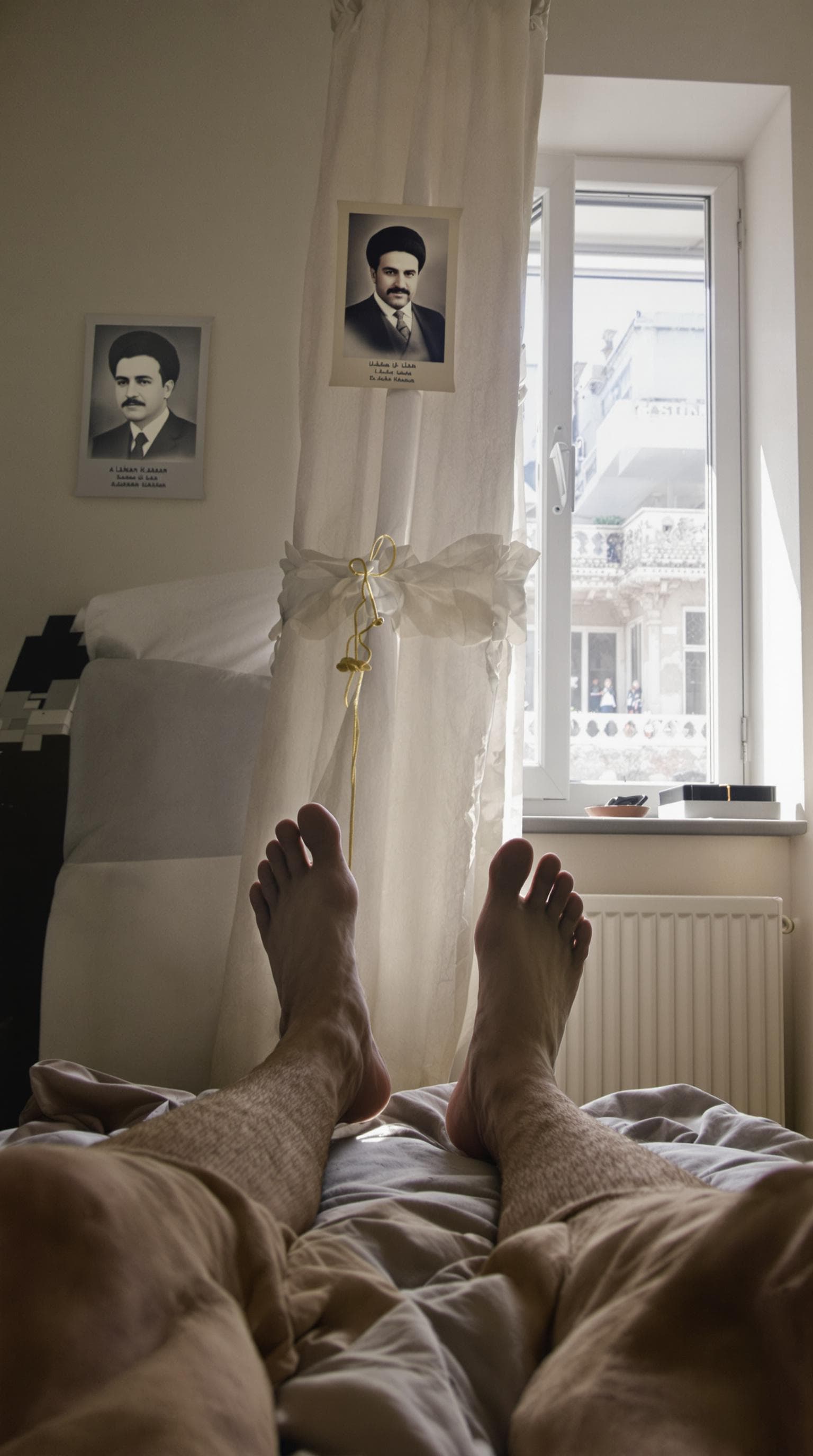 AI generated: POV First-Person View, I wake up in my bedroom, in my own single living space here in Iran. The atmo...