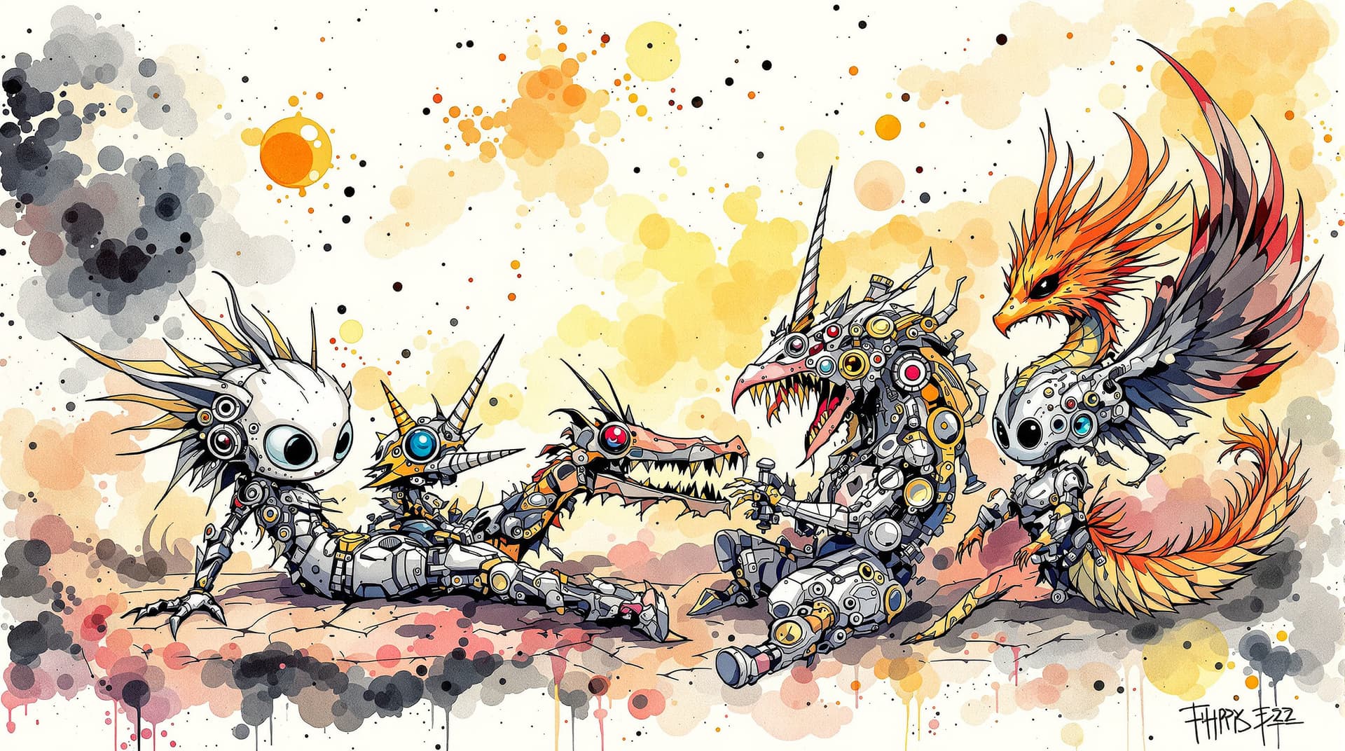 AI generated: alcohol splash style detailed ink wash and pen sketch portrait, beautiful detailed surreal impressio...