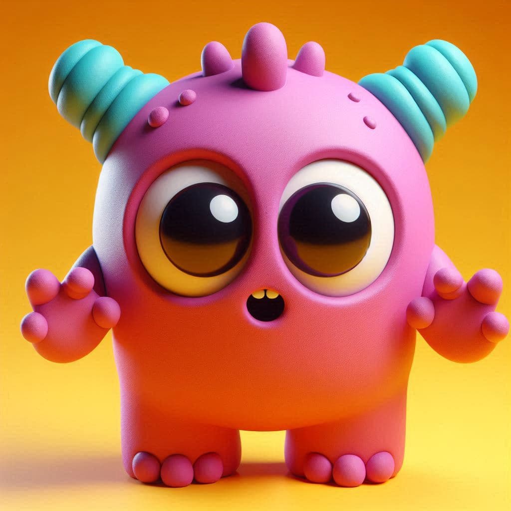 AI generated: A Cute Claymation monster on a yellow background.