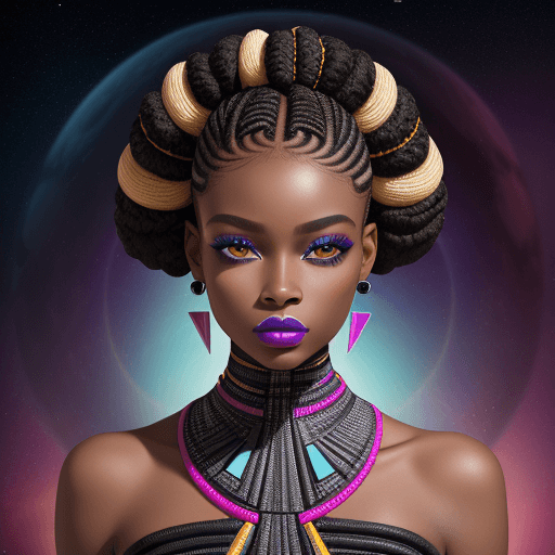 AI generated: Fashion black model perfect harmony face Intergalactic Girl, Geometric Elegance, l with the Perfectl...