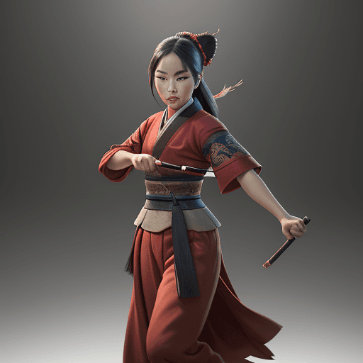 AI generated:  Fullbody portrait of mulan from disney, Exquisite detail, 30-megapixel, 4k, 85-mm-lens, sharp-focus...