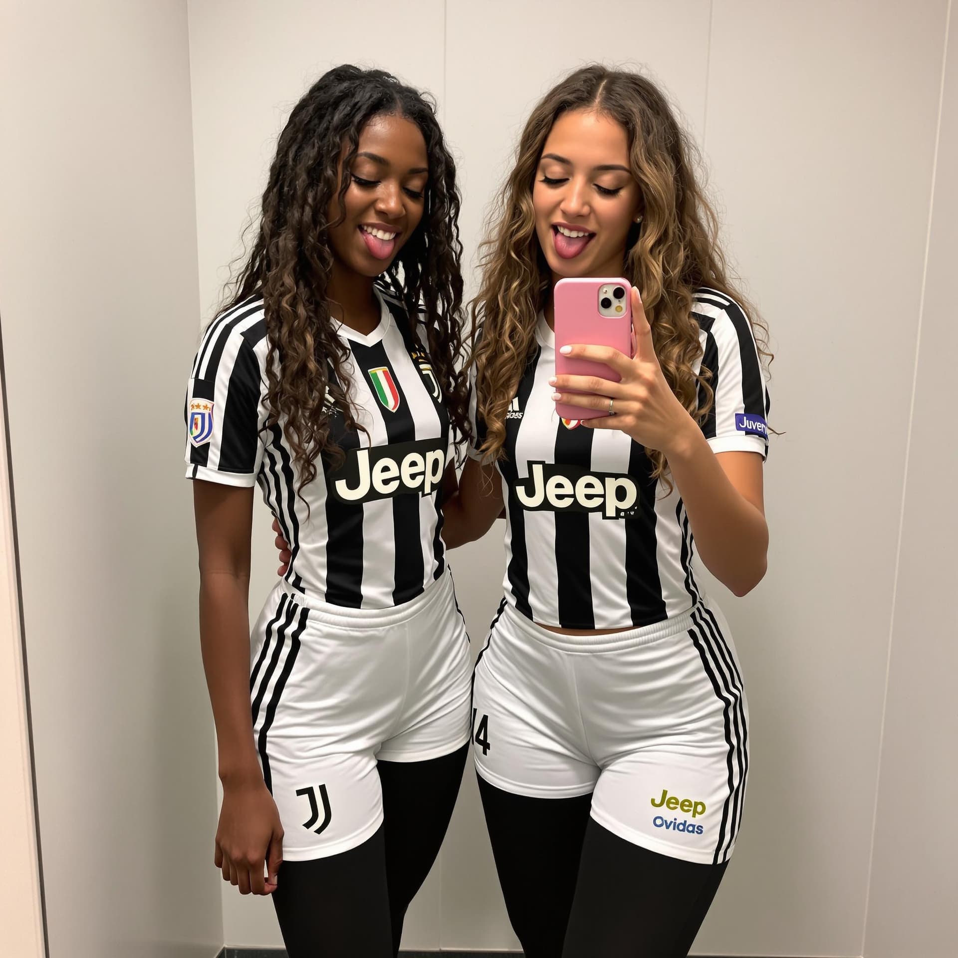 AI generated: Two beautiful Italian, teen girls, one white girl with long curly brown hair, the other one, a black...
