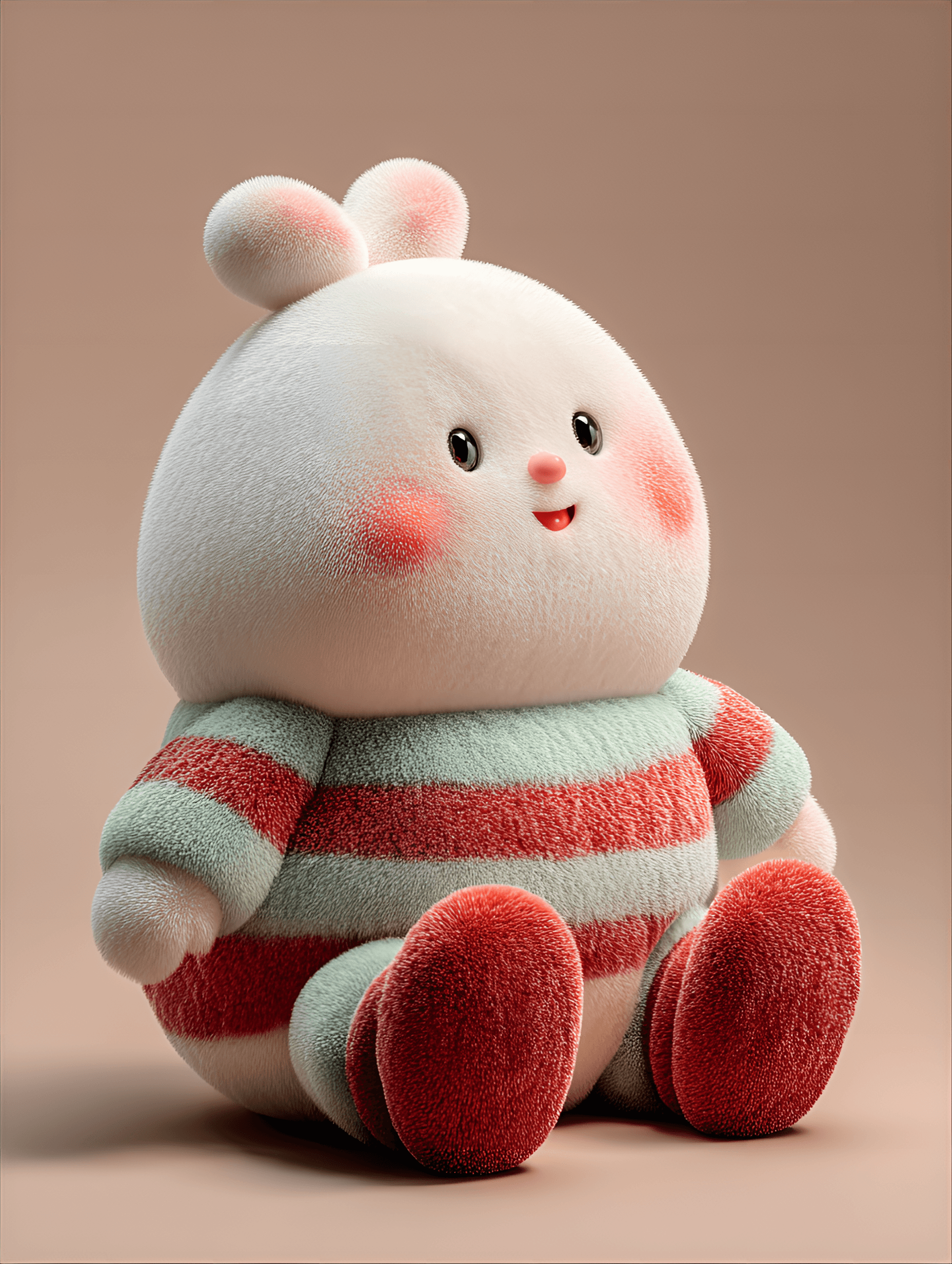 AI generated: white bg, png, fluffy round blob character, small, plump, cottonlike, squeezable, and adorable