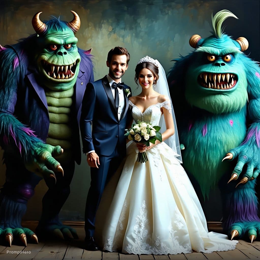 AI generated: monsters are wedding,only monsters,creepy