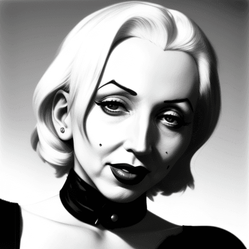 AI generated: Old black and white photography of (Marilyn Manson: Marilyn Monroe: 0.5), expensive jewelry, looking...