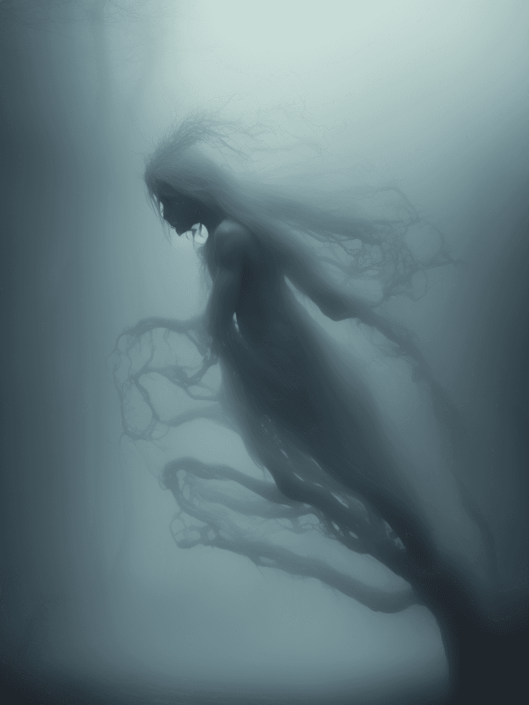 AI generated: Ghost in mist, Realistic, Hauntingly beautiful,feerie lighting, wispy tendrils, etherial, Highly det...