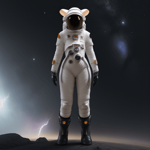 AI generated: space suit with boots, futuristic, cow face, character design, cinematic lightning, epic fantasy, hy...