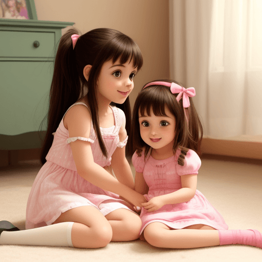 AI generated: an cute girl plays with her sister