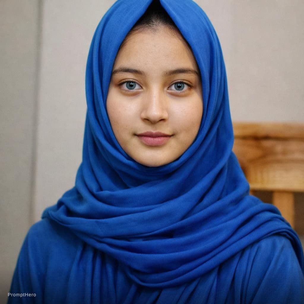 AI generated: best quality, masterpiece, (realistic:1.2), luminate, beautiful muslim, hijab, twirling hijab, robe,...