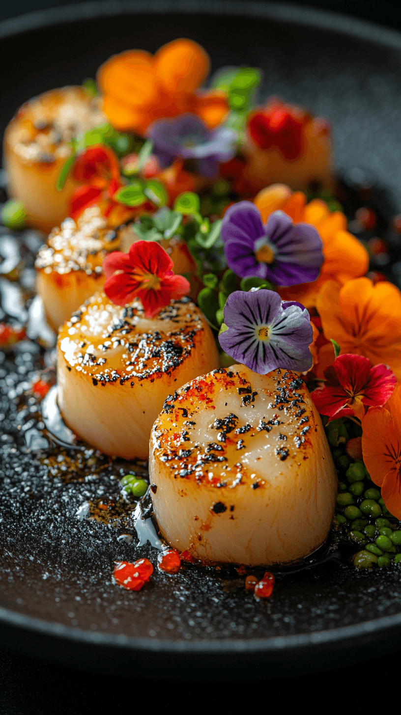 AI generated: a high-resolution photo of a gourmet dish with intricate plating, capturing the vibrant colors and t...