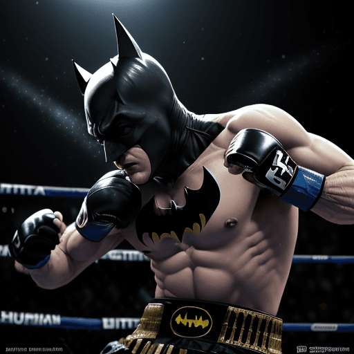 AI generated: Habib Nurmagomedov fight with batman, 4 k, ultra HD 