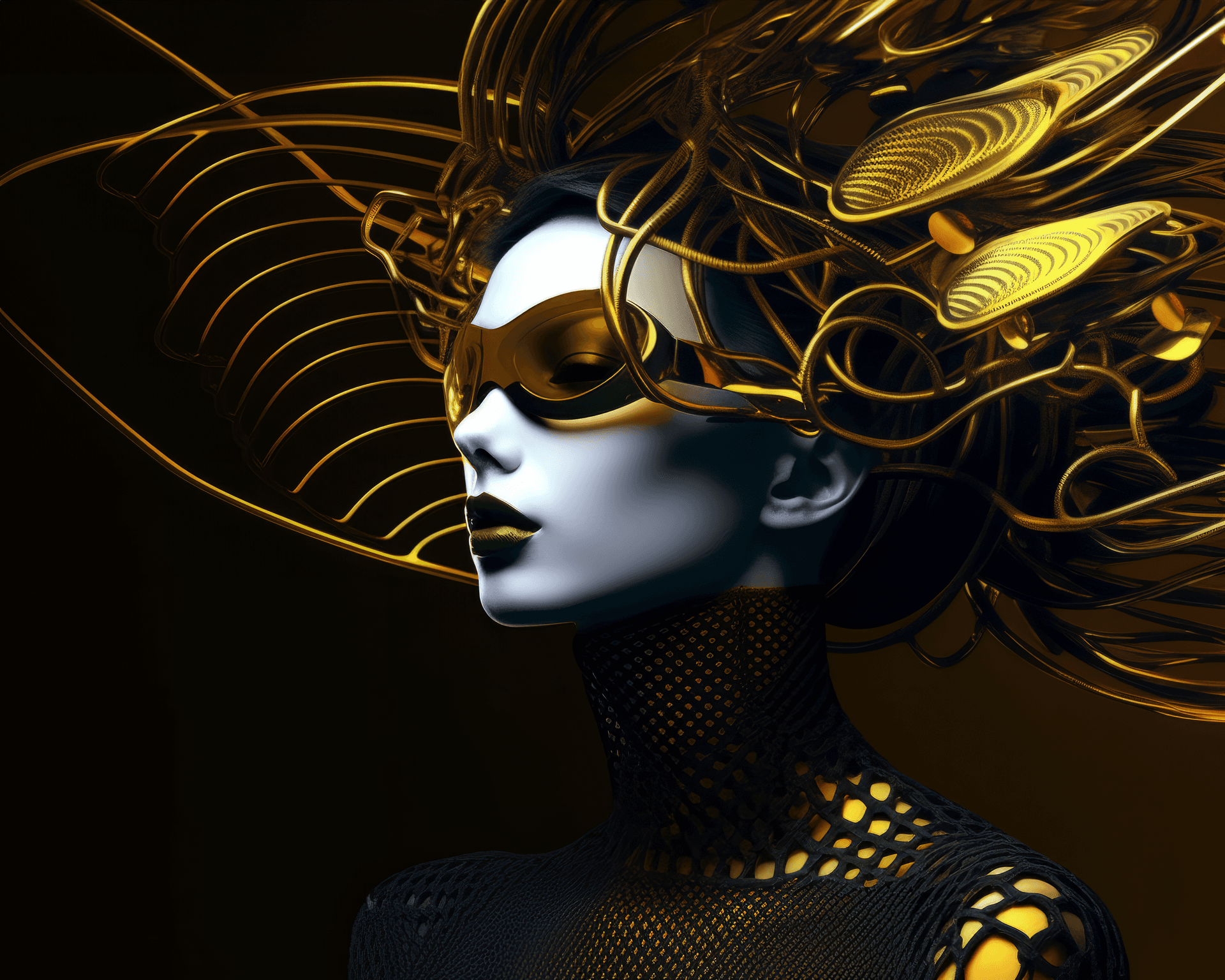 AI generated: tania salk on abstract art stan, in the style of cyberpunk futurism, fashion photography, made of ru...