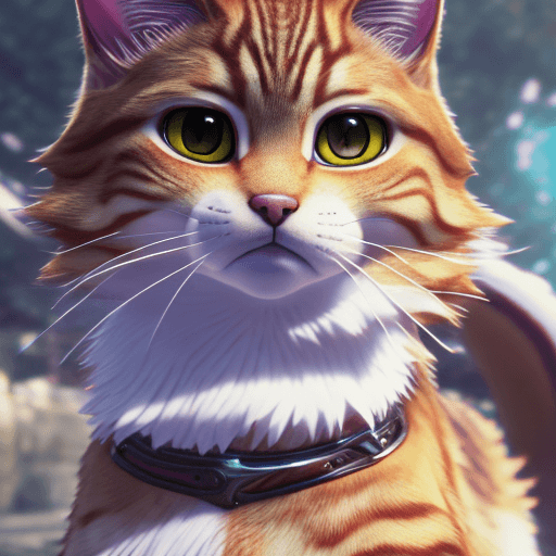 AI generated: game art, a single tabby cat animal, ultra-detailed, white background, HD design by makoto shinkai, ...