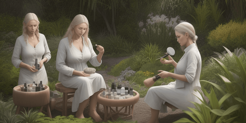 AI generated: Photo of a ultra realistic woman making natural cosmetics in new zealand garden 2024 =  with 6 other...