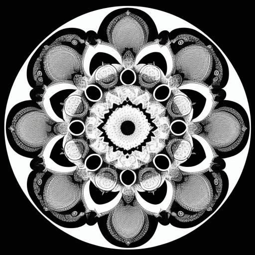 AI generated: mandala, dot,black and white, 