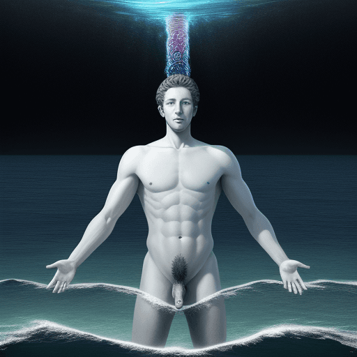 AI generated: Hyper realistic draw of the image with the touch between god and man, background with many penis dra...