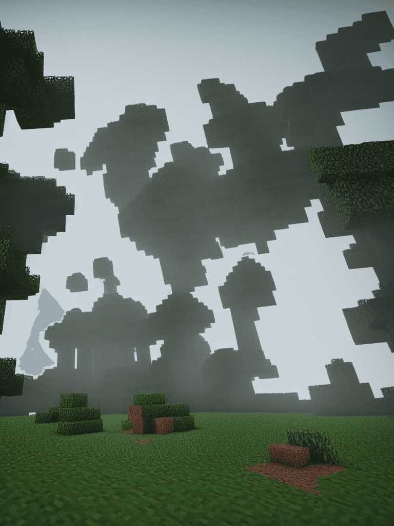 AI generated: minecraft, minecraft blocks, blocky terrain, cube environment, biomes, eerie, mist, mekanism mod, 4K...