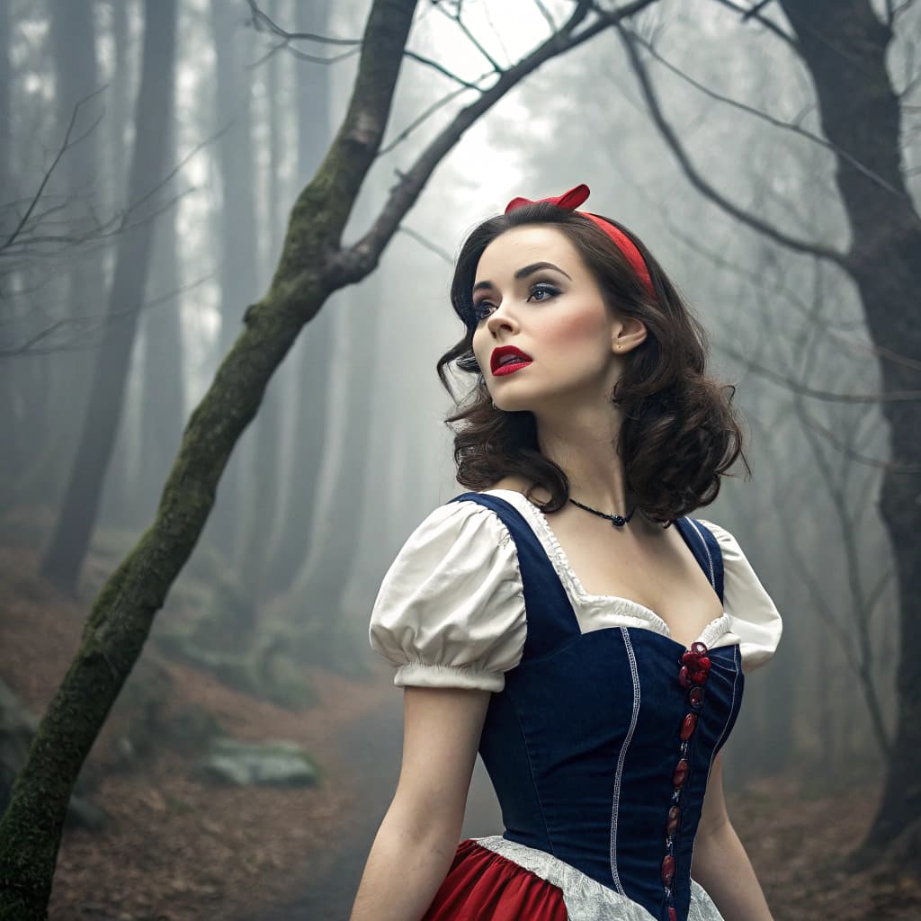 AI generated: score_9, score_8_up, score_6_up, masterpiece, 1girl, a portrait picture of snow white, posing, flash...