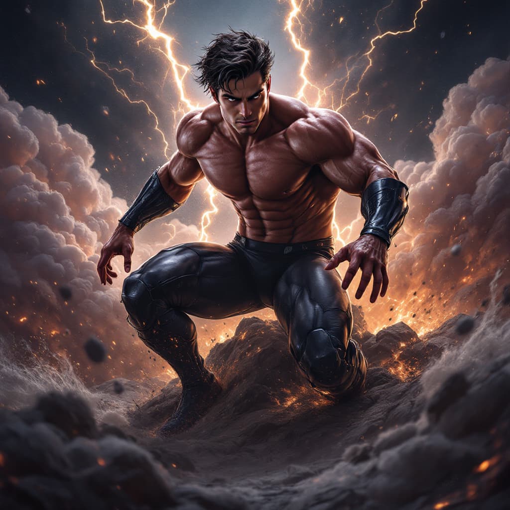 AI generated: hyper realistic super hero, handsome very sexy with leotards and brutal legs
