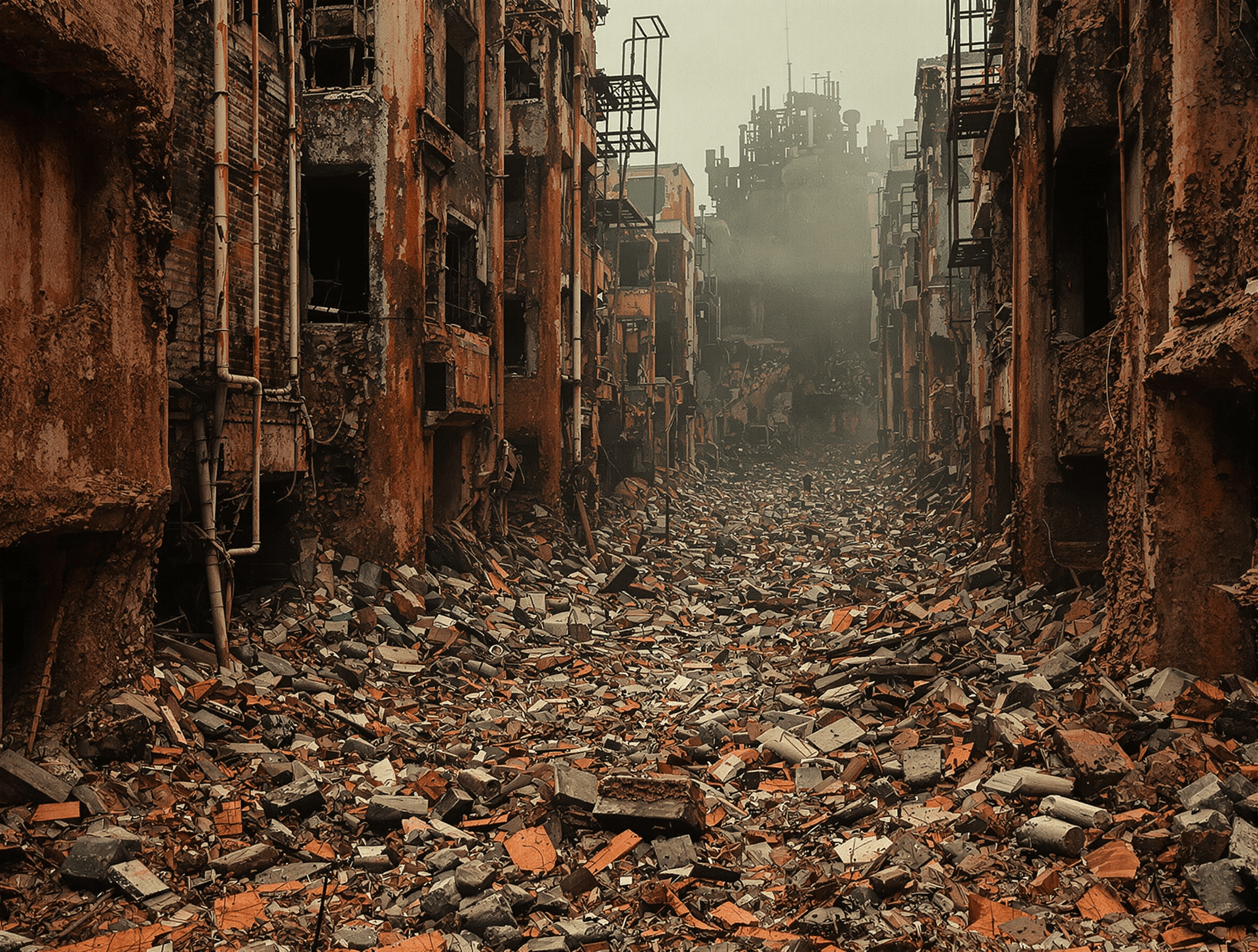 AI generated: /artprompt Sci-fi, (dystopian city imagery:1.7), unsettling, macabre, haunting, (cinematic shot:1.2)...