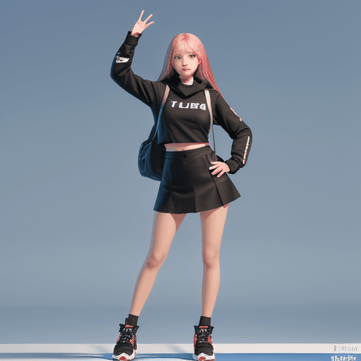 AI generated: Full body Female Vtuber Design, Facing Completely forward, Standing straight, facing the camera, wha...
