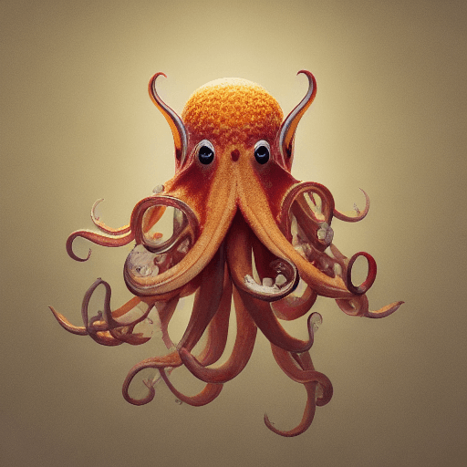 AI generated: Octopus full body view portrait ribcagel, jellyfish, phoenix head, nautilus, orchid, skull, betta fi...