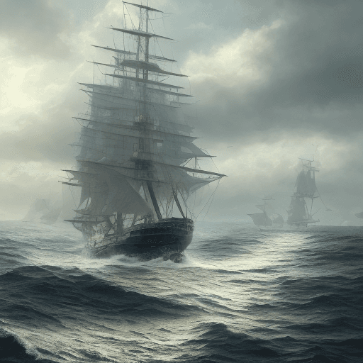 AI generated: Photo of a ultra realistic sailing ship, dramatic light, pale sunrise, cinematic lighting, battered,...