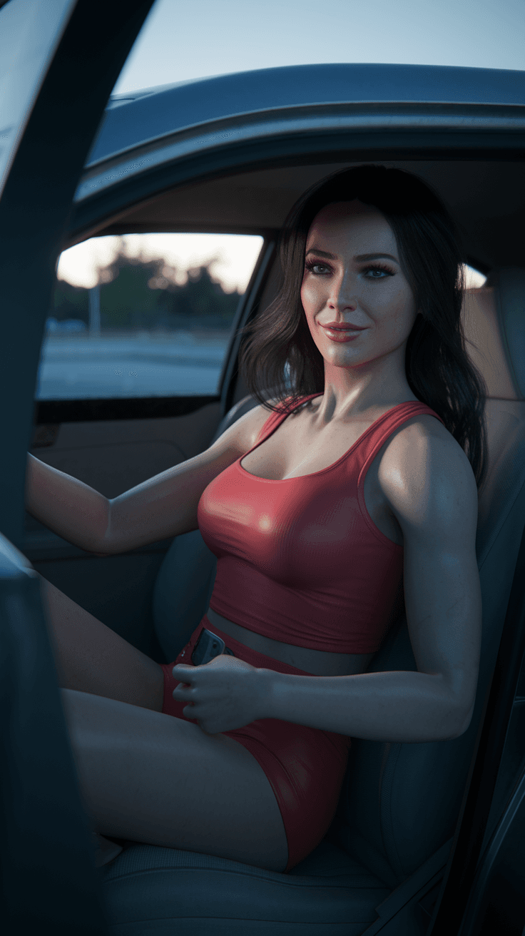 AI generated:  ,full body portrait woman a powerful and dignified portrait ,A woman inside a car as an FBI underco...
