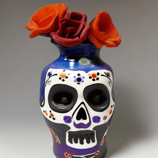 AI generated: ceramic vase, pottery art, day of the dead