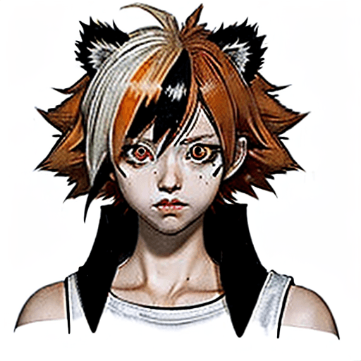 AI generated: female character design, my hero academia, MHA, BNHA, Hero costume, tiger ear and tail, short orange...