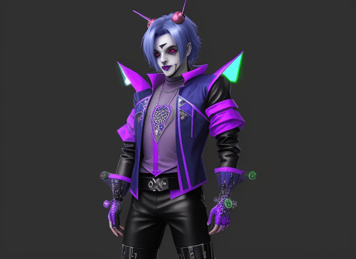AI generated: cyber punk jester outfit for a male long shirt

