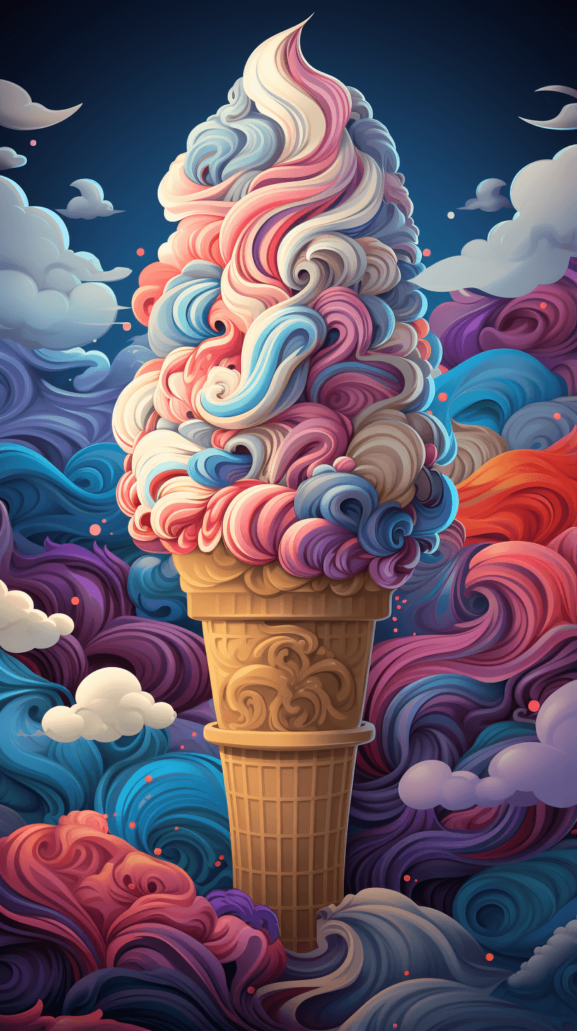 AI generated:  ice cream pattern, vibrant colours, in the style of digital vector art, 6 colours, highly detailed ...