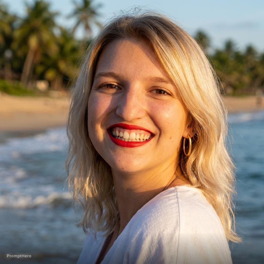 AI generated:  blonde beach sexy perfect
