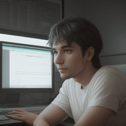 AI generated: A 28 years old casual man professional trader sit on his room, a lone figure sitting, the atmosphere...